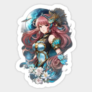 Beneath the Waves: AI Anime Character Art in Cetus Sticker